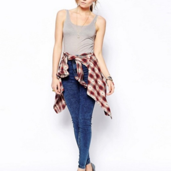 ASOS Super High Rise Dark Blue Acid Wash Jeans 28 - Picture 2 of 8